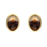 9ct Yellow Gold Blue John Oval Studs E098