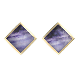 9ct Yellow Gold Blue John Rhombus Earrings. E015.