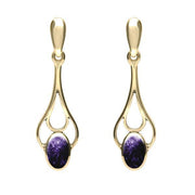9ct Yellow Gold Blue John Spoon Drop Earrings E138