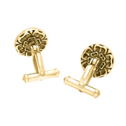 9ct Yellow Gold Blue John Tudor Rose Back Cufflinks CL463