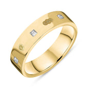 9ct Yellow Gold Diamond King's Coronation Hallmark Princess Cut 5mm Ring  R1193_6 CFH