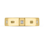 9ct Yellow Gold Diamond King's Coronation Hallmark Princess Cut 5mm Ring  R1193_6 CFH