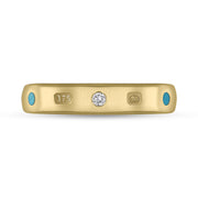 9ct Yellow Gold Diamond Turquoise King's Coronation Hallmark 4mm Ring
