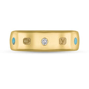 9ct Yellow Gold Diamond Turquoise King's Coronation Hallmark 6mm Ring R1193_6 CFH9ct Yellow Gold Diamond Turquoise King's Coronation Hallmark 6mm Ring R1193_6 CFH
