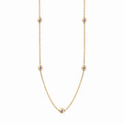 9ct Yellow Gold Blue John Fleur De Lis Link Disc Chain Necklace