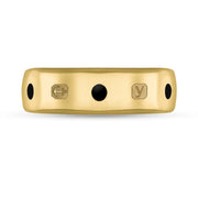 9ct Yellow Gold Jet King's Coronation Hallmark 6mm Ring R1193_6 CFH