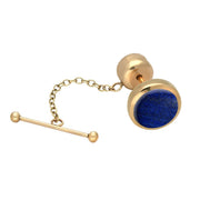 9ct Yellow Gold Lapis Lazuli Circle Tie Pin CL010