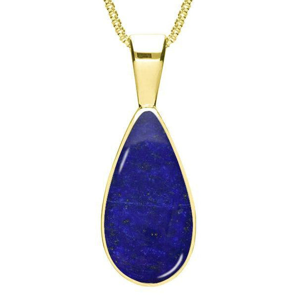 9ct Yellow Gold Lapis Lazuli Classic Teardrop Necklace. P024.