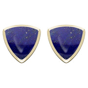 9ct Yellow Gold Lapis Lazuli Curved Triangle Stud Earrings E203