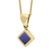 9ct Yellow Gold Lapis Lazuli Dinky Square Necklace, P327.