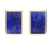 9ct Yellow Gold Lapis Lazuli Oblong Stud Earrings. E014.