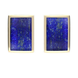 9ct Yellow Gold Lapis Lazuli Oblong Stud Earrings. E014.