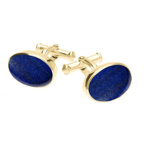 9ct Yellow Gold Lapis Lazuli Oval Cushion Cufflinks CL127