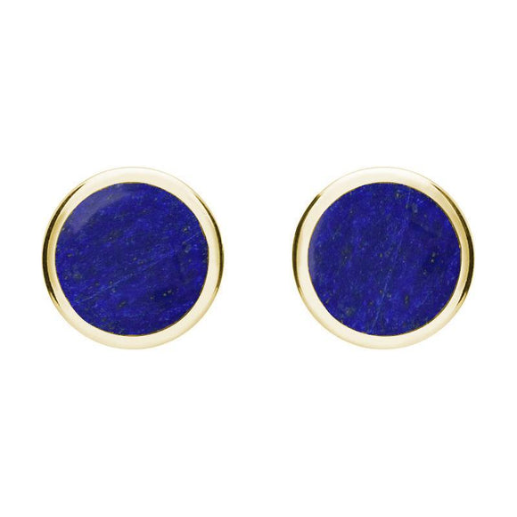 9ct Yellow Gold Lapis Lazuli Round Stud Earrings. E099.