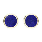 9ct Yellow Gold Lapis Lazuli Round Stud Earrings. E099.