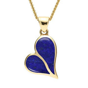 9ct Yellow Gold Lapis Lazuli Split Heart Necklace. P575.