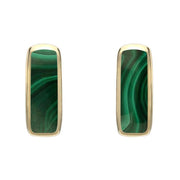 9ct Yellow Gold Malachite Dinky Oblong Stud Earrings E284