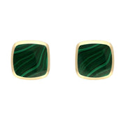 9ct Yellow Gold Malachite Small Dinky Cushion Stud Earrings E335