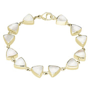 9ct Yellow Gold Mother of Pearl Curved Triangle Bracelet. B244.