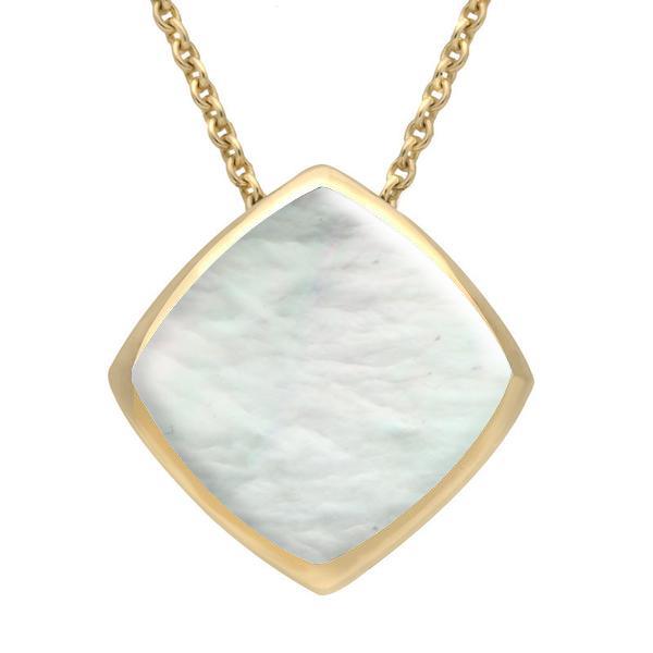 9ct Yellow Gold Mother of Pearl Cushion Necklace. P1474.