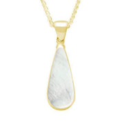 9ct Yellow Gold Mother of Pearl Long Pear Necklace. P167.