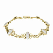 9ct Yellow Gold Mother of Pearl Marquise Shaped Celtic Bracelet. B594.