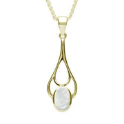 9ct Yellow Gold Mother of Pearl Oval Spoon Necklace P161.