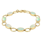 9ct Yellow Gold Opal Seven Oval Stone Bracelet B185.