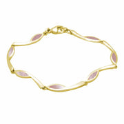 9ct Yellow Gold Pink Mother Of Pearl Toscana Marquise Link Bracelet