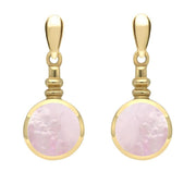 9ct Yellow Gold Pink Mother of Pearl Bottle Top Drop Earrings E054