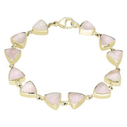 9ct Yellow Gold Pink Mother of Pearl Curved Triangle Bracelet. B244.