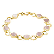 9ct Yellow Gold Pink Mother of Pearl Nine Stone Round Ring Bracelet. B537.