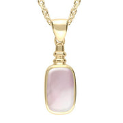 9ct Yellow Gold Pink Mother of Pearl Oblong Bottle Top Necklace. P009.