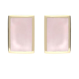 9ct Yellow Gold Pink Mother of Pearl Oblong Stud Earrings E014