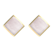 9ct Yellow Gold Pink Mother of Pearl Rhombus Earrings. E015.