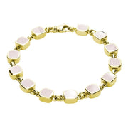 9ct Yellow Gold Pink Mother of Pearl Square Cushion Bracelet