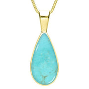 9ct Yellow Gold Turquoise Classic Teardrop Necklace. P024.