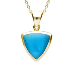 9ct Yellow Gold Turquoise Curved Triangle Necklace P320