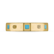 9ct Yellow Gold Turquoise King's Coronation Hallmark Princess Cut 4mm Ring R1194_4