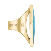 9ct Yellow Gold Turquoise King's Coronation Hallmark Large Rhombus Ring R608 CFH