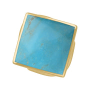 9ct Yellow Gold Turquoise King's Coronation Hallmark Medium Rhombus Ring R607 CFH