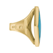 9ct Yellow Gold Turquoise King's Coronation Hallmark Medium Rhombus Ring R607 CFH