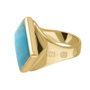 9ct Yellow Gold Turquoise King's Coronation Hallmark Small Rhombus Ring  R606 CFH
