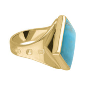 9ct Yellow Gold Turquoise King's Coronation Hallmark Small Rhombus Ring  R606 CFH