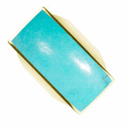 9ct Yellow Gold Turquoise Large Oblong Ring. R064.