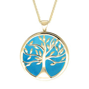 9ct Yellow Gold Turquoise Large Round Tree of Life Two Piece Set S063