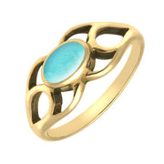 9ct Yellow Gold Turquoise Lattice Ring. R146.