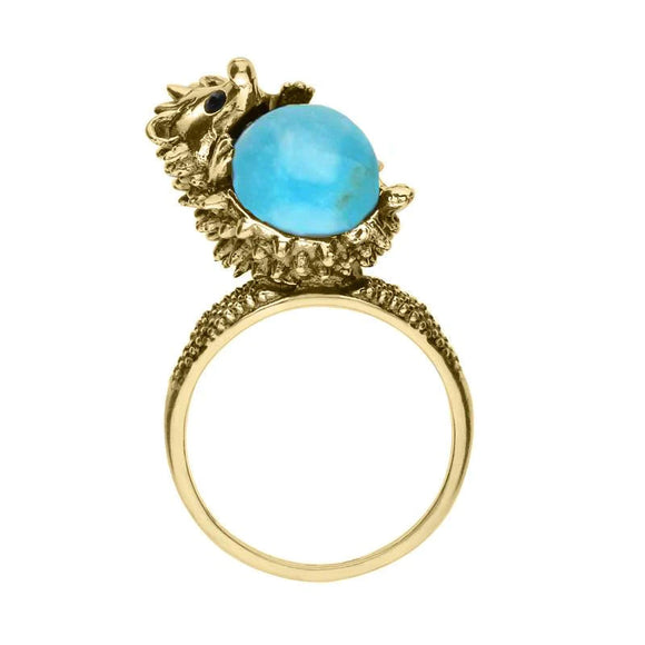 9ct Yellow Gold Turquoise Medium Hedgehog Ring R1163