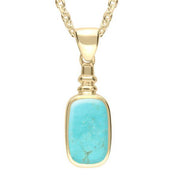 9ct Yellow Gold Turquoise Oblong Bottle Top Necklace. P009.