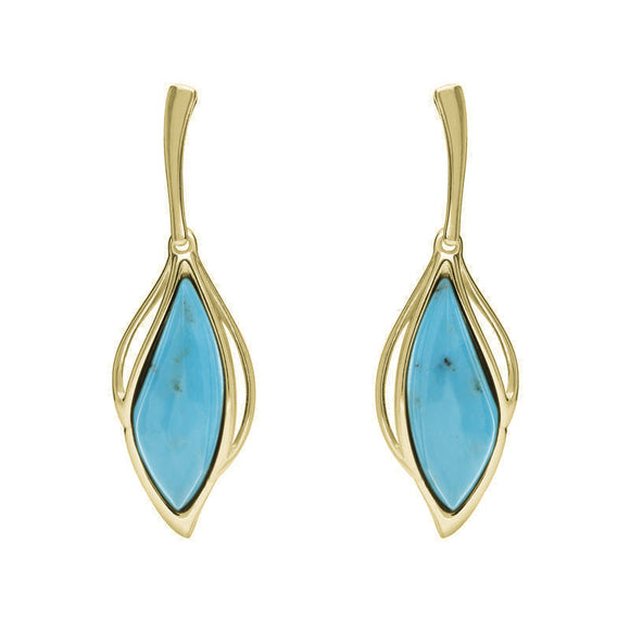 9ct Yellow Gold Turquoise Open Marquise Two Piece Set S231